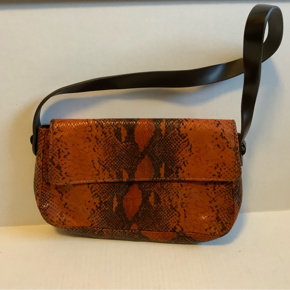 *Sabina New York Burnt Orange Python Front Flap Shoulder Bag